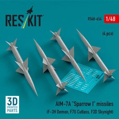 1/48 Reskit AIM-7A Sparrow I missiles (4 pcs) (F-3H Demon, F7U Cutlass, F3D Skynight)