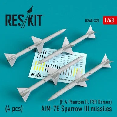 1/48 Reskit AIM-7E Sparrow III missiles (4pcs) (F-4 Phantom II F3H Demon) (1/48)