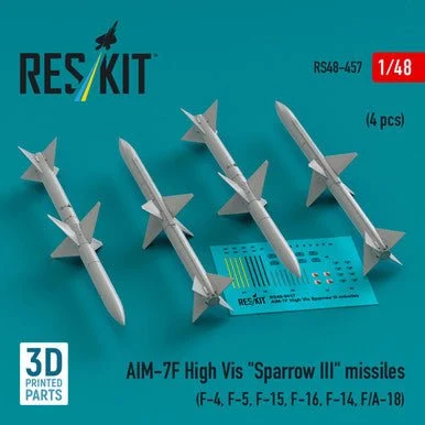 1/48 Reskit AIM-7F High Vis Sparrow III missiles (4 pcs) (3D Printed) (RS48-0457)