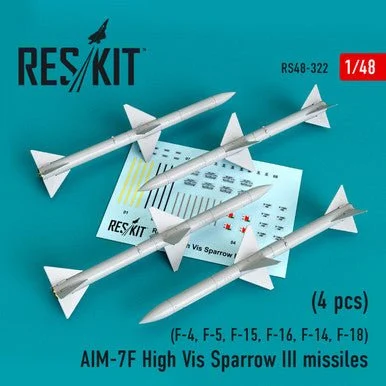 1/48 Reskit AIM-7F High Vis Sparrow III missiles (4pcs) (F-4 F-5 F-15 F-16 F-14 F-18) (1/48)