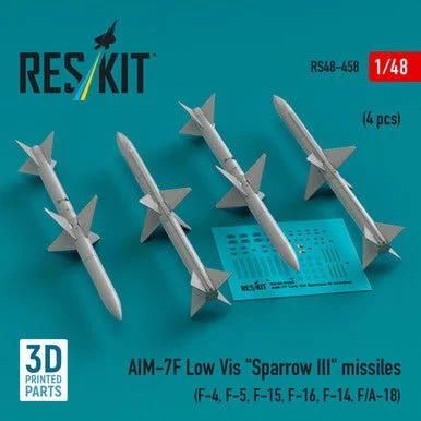 1/48 Reskit AIM-7F Low Vis Sparrow III missiles (4 pcs) (3D Printed) (RS48-0458)
