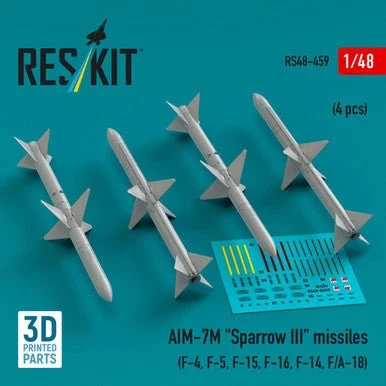 1/48 Reskit AIM-7M Sparrow III missiles (4 pcs) (3D Printed) (RS48-0459)
