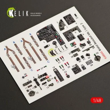 1/48 Reskit Bristol Beaufort Mk.1 Type 2 Interior 3D Decals for ICM Kit