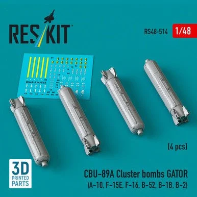 1/48 Reskit CBU-89A cluster bombs GATOR (4 pcs) (A-10, F-15E, F-16, B-52, B-1B, B-2) (3D