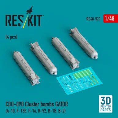 1/48 Reskit CBU-89B cluster bombs GATOR (4 pcs) (A-10, F-15E, F-16, B-52, B-1B, B-2) (3D