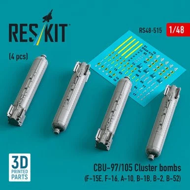 1/48 Reskit CBU-97/105 cluster bombs (4 pcs) (F-15E, F-16, A-10, B-1B, B-2, B-52) (3D Printed)