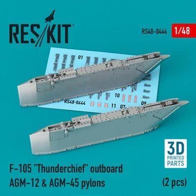 1/48 Reskit F-105 Thunderchief outboard AGM-12 & AGM-45 pylons (2 pcs) (3D Printing)