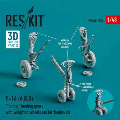1/48 Reskit F-14 (A,B,D) Tomcat landing gears with weighted wheels set for Tamiya kit (Resin & 3D Printing)
