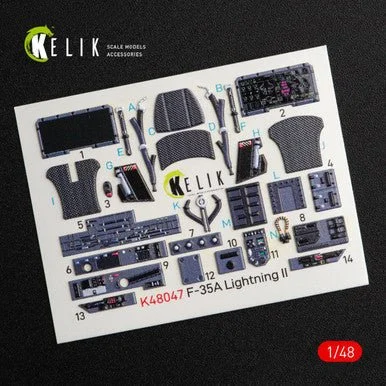 1/48 Reskit F-35A Lightning II interior 3D decals for Kitty Hawk kit