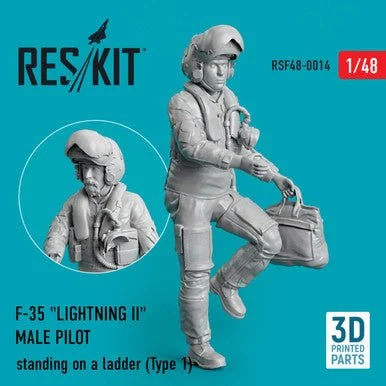 1/48 Reskit F-35A Lightning II male pilot standing on a ladder for Tamiya kit (Type 1)