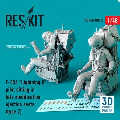 1/48 Reskit F-35A Lightning II pilot sitting in late modification ejection seats (type 2) (3D Printing)