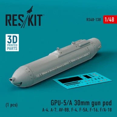 1/48 Reskit GPU-5/A 30mm gun pod (1 pcs) (3D Printed) (1/48)