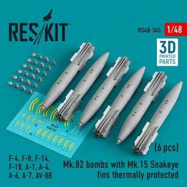 1/48 Reskit Mk.82 bomb with Mk.15 Snakeye fins thermally protected (6pcs)