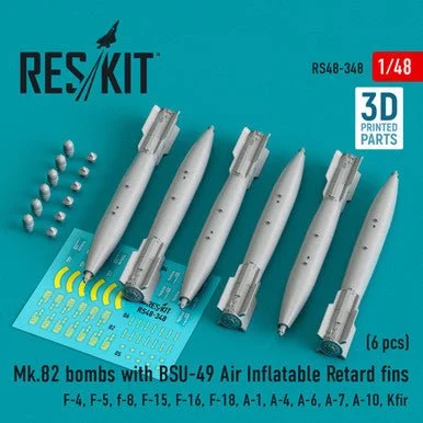 1/48 Reskit Mk.82 bombs with BSU-49 Air Inflatable Retard fins (6pcs)
