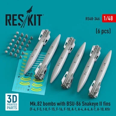 1/48 Reskit Mk.82 bombs with BSU-86 Snakeye II fins (6pcs)