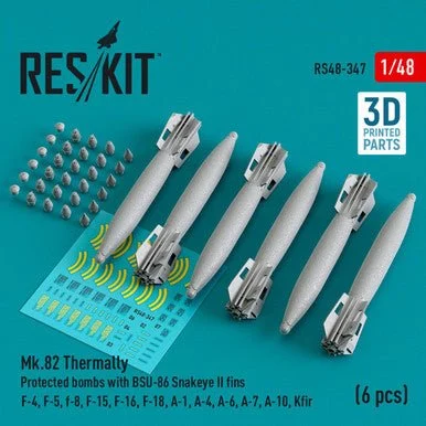 1/48 Reskit Mk.82 Thermally Protected bombs with BSU-86 Snakeye II fins (6pcs)