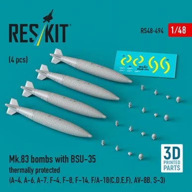 1/48 Reskit Mk.83 bombs with BSU-35 thermally protected (4 pcs) (RS48-0494)