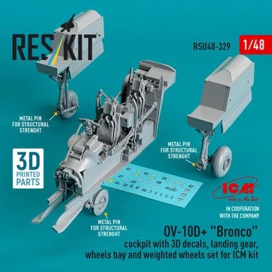 1/48 Reskit OV-10D+ Bronco Cockpit, landing gears, wheels bay and weighted wheels set for ICM