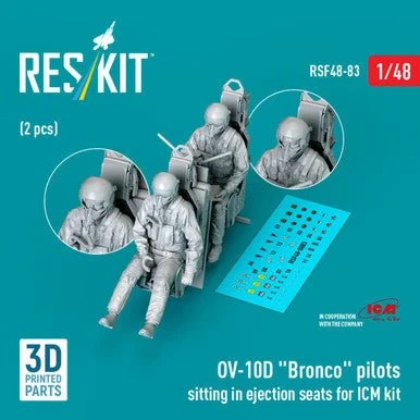 1/48 Reskit OV-10D Bronco pilots sitting in ejection seats for ICM kit (2 pcs) (3D Printed)