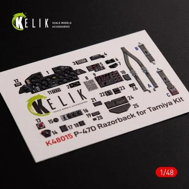 1/48 Reskit P-47D Razorback interior 3D decals for Tamiya kit