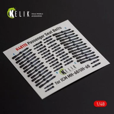 1/48 Reskit Passenger Seat Belts for MH-60/UH-60 Black Hawk - interior 3D decals for ICM kit