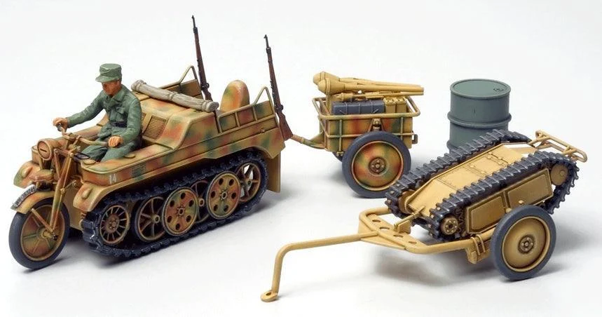 1/48 Tamiya Kettenkrad w/Cart & Goliath Vehicle 32502