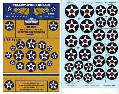 1/48 Yellow Wings Decals U.S. National Insignia Red Dot Part-1