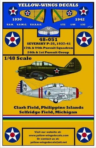 1/48 Yellow Wings Decals USMC Seversky P-35