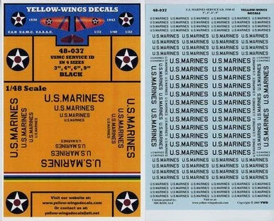 1/48 Yellow Wings Decals USN 1930-45 Service ID (U.S. Navy) White