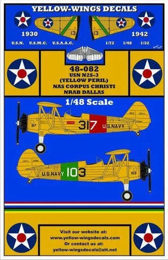 1/48 Yellow Wings Decals USN N2S-3 Trainer Yellow Peril