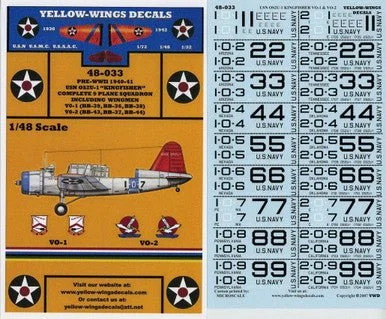1/48 Yellow Wings Decals USN OS2U-1 Kingfisher VO-1 & VO-2