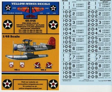 1/48 Yellow Wings Decals USN SOC-3 Seagull VO-1 & VO-2