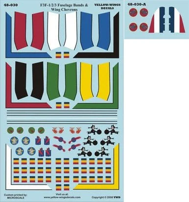 1/48 Yellow Wings DecalsF3F-1/2/3 Chevrons & Fuselage Bands