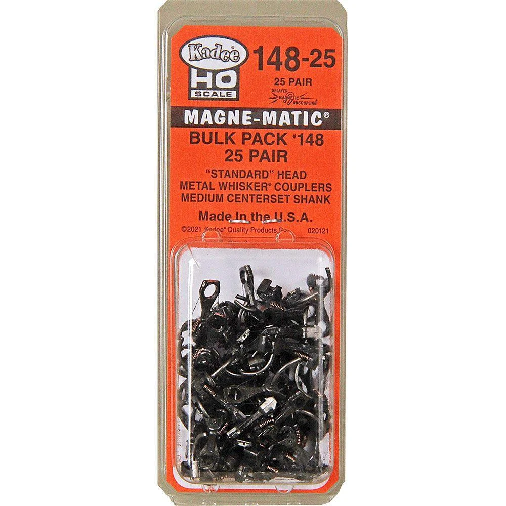 HO Scale Kadee #148 Bulk Pack 25 pair Whisker® Metal Couplers