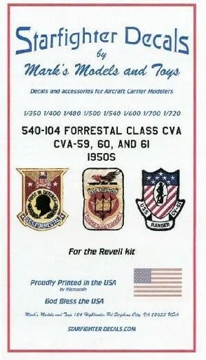 1/540 Starfighter Decals - USS Forrestal Class CVA Markings 1960's until retirement