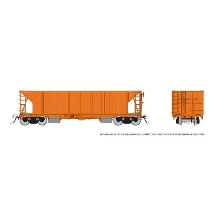 HO Rapido NSC Ballast Car: Orange, Unlettered Single Car - Rapido Trains