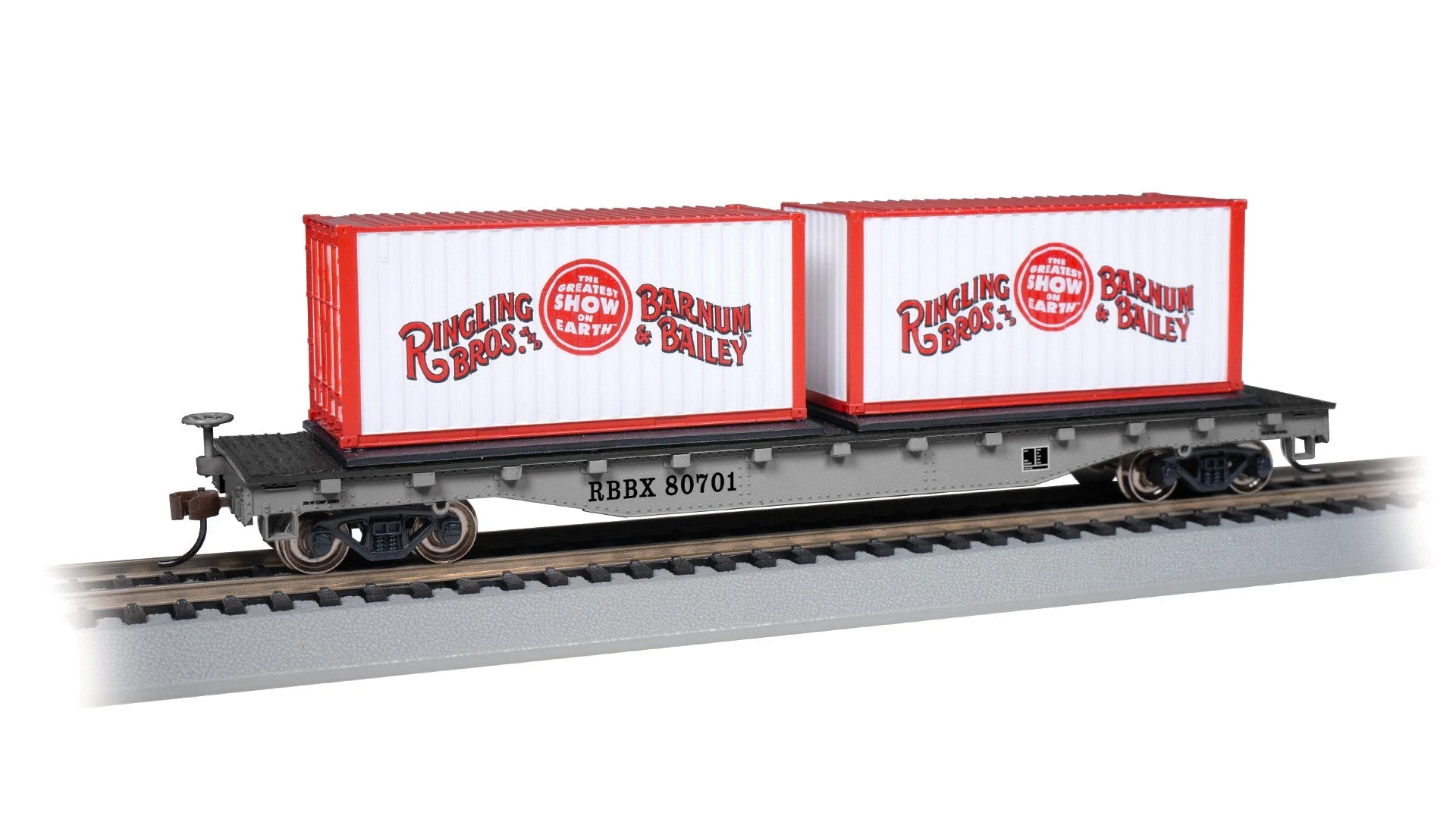 Bachmann HO Scale Ringling Brothers and Barnum & Bailey Flatcars with Containers - BAC16615