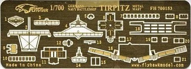 1/700 Flyhawk Photo Etch Tirpitz Metal Mast Includes - Flyhawk Models