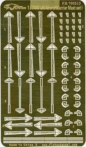 1/700 Flyhawk Photo Etch WWII IJN Aircraft Carrier Mast Set #1 (AKAGI KAGA SORYU RYUJO) - Flyhawk Models
