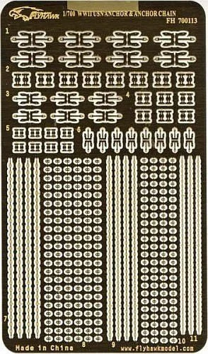 1/700 Flyhawk Photo Etch WWII USN Anchor & Anchor Chain - Flyhawk Models