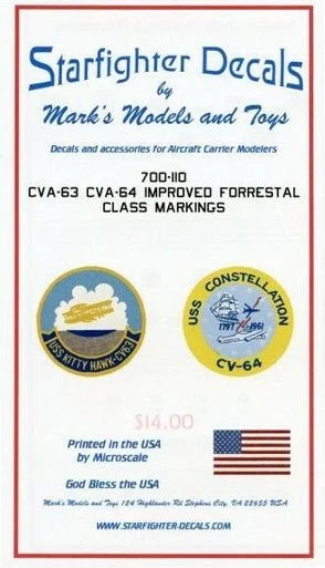 1/700 Starfighter Decals - USS Kitty Hawk CVA63 & Constellation CVA64 Forrestal Class Markings