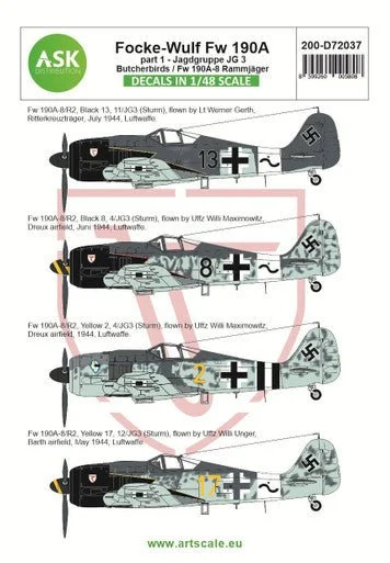 1/72 Artscale Focke-Wulf Fw 190A-8/R2 part 1 - JG 3 Butcherbirds / Fw 190A-8 Rammjager