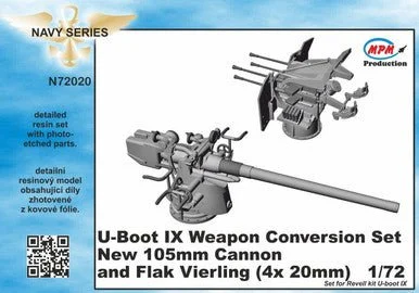 1/72 CMK U-Boot IX Weapon Conversion set new 105mm cannon and Flak Vierling for REV Resin