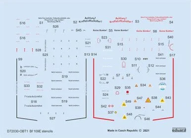1/72 Eduard Bf 109E stencils for SPECIAL HOBBY/TAMIYA/AIRFIX