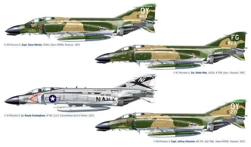 1/72 Italeri F-4 C/D/J Phantom II Aces USAF-US Navy Vietnam Aces 1373