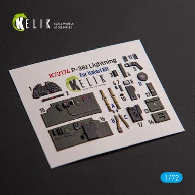 1/72 Reskit ?-38J Lightning - interior 3D decals for Italeri/Academy kit