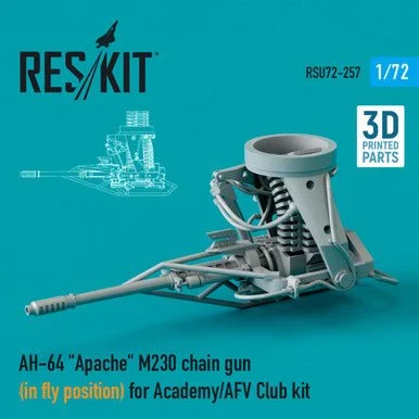 1/72 Reskit AH-64 Apache M230 chain gun (in fly position) for Academy / AFV Club kit (3D printing)