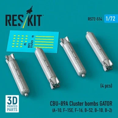 1/72 Reskit CBU-89A cluster bombs GATOR (4 pcs) (A-10, F-15E, F-16, B-52, B-1B, B-2) (3D
