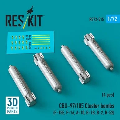 1/72 Reskit CBU-97/105 cluster bombs (4 pcs) (F-15E, F-16, A-10, B-1B, B-2, B-52) (3D Printed)