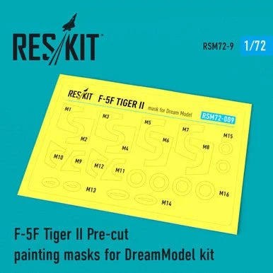 1/72 Reskit F-5F Tiger II Pre-cut painting masks for DreamModel kit (1/72)